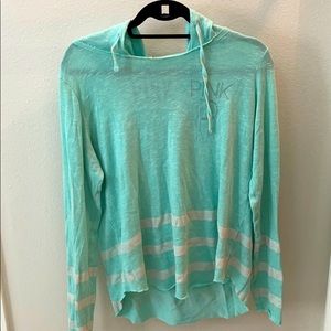 Victoria Secret PINK hooded long sleeve in teal M